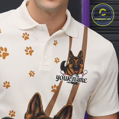 Custom Funny German Shepherd Dog Men Bowling Team Shirt, Dog Lovers Bowling Uniform IPHW10210