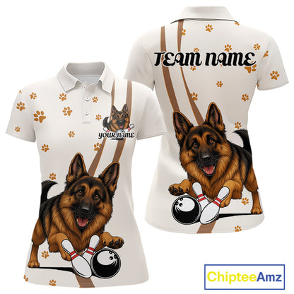 Custom Funny German Shepherd Dog Women Bowling Team Shirt, Dog Lovers Bowling Uniform IPHW10210