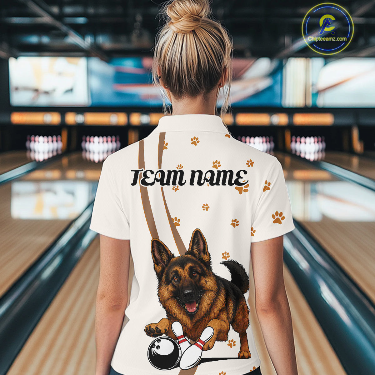 Custom Funny German Shepherd Dog Women Bowling Team Shirt, Dog Lovers Bowling Uniform IPHW10210