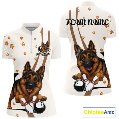 Custom Funny German Shepherd Dog Women Bowling Team Shirt, Dog Lovers Bowling Uniform IPHW10210