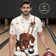 Load image into Gallery viewer, Custom Funny Dachshund Dog Men Bowling Team Shirt, Dog Lovers Bowling Uniform IPHW10213