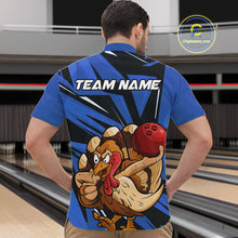 Load image into Gallery viewer, Custom Funny Turkey Bowling Shirts For Men, Blue Thanksgiving Bowling Shirt Team Uniform IPHW10678