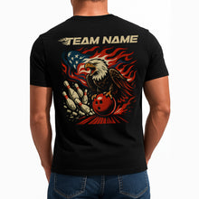 Load image into Gallery viewer, Personalized Bowling T-Shirts For Men, American Flag Eagle Design For US Bowlers IPHW9072
