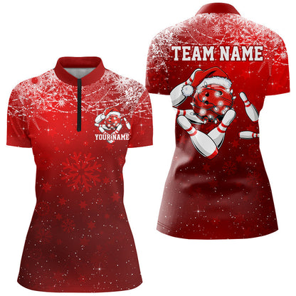 Funny Strike Bowling Christmas Shirts For Women, Custom Xmas Bowling Outfits Team Uniform IPHW7859