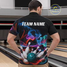 Load image into Gallery viewer, Custom Colorful Smoke Bowling Men Quarter-Zip Shirts, Bowling League Shirt Bowlers Outfit IPHW9018