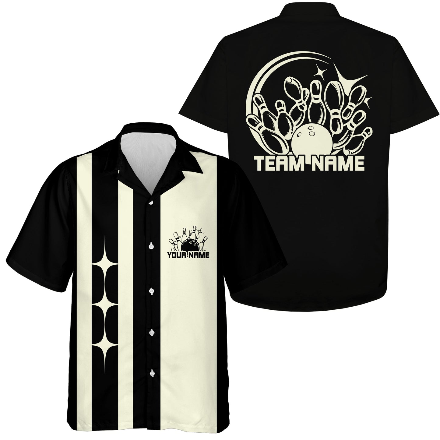 Custom Classic Vintage Bowling Team Shirts, 50S Retro Bowling Button Up Shirt IPHW10089