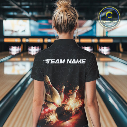 Custom Dreamy Bowling Quarter-Zip Shirts For Women, Bokeh Bowling Team Shirt IPHW9442