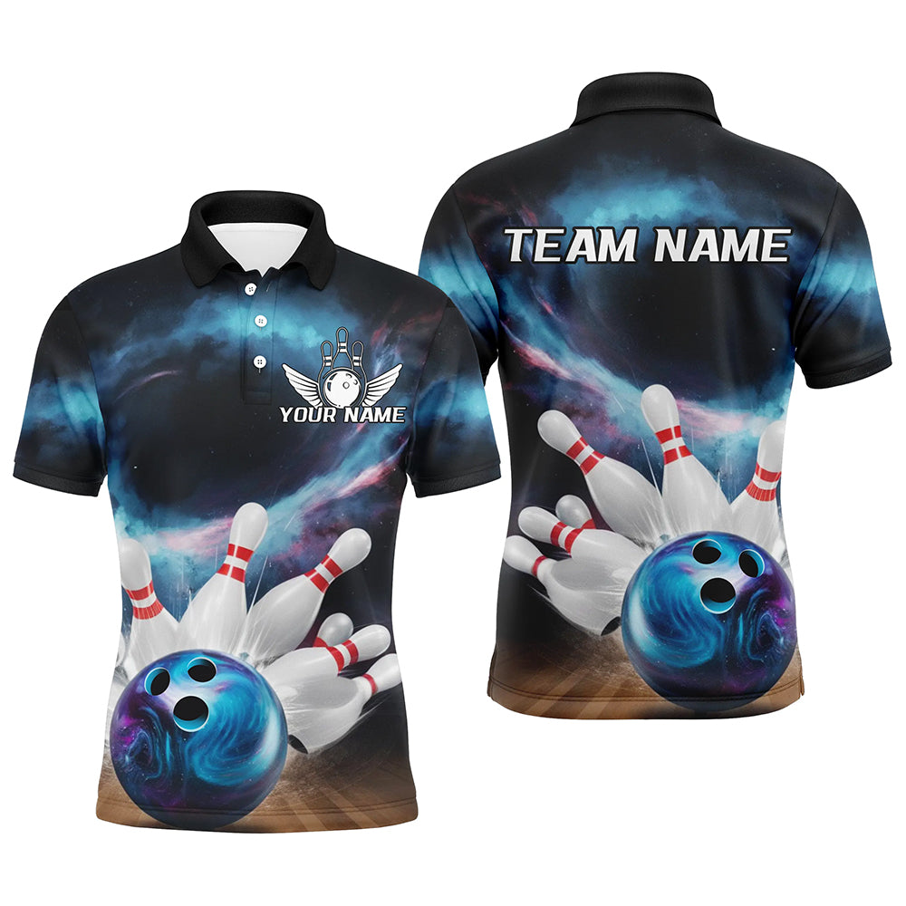 Custom Galaxy Bowling Shirts For Men, Bowling League Shirts Team Jerseys Bowlers Outfits IPHW7677