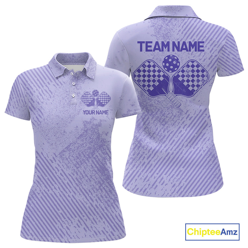 Custom Vintage Purple Pickleball Team Polo Shirts For Women, Pickleball Jerseys IPHW9313