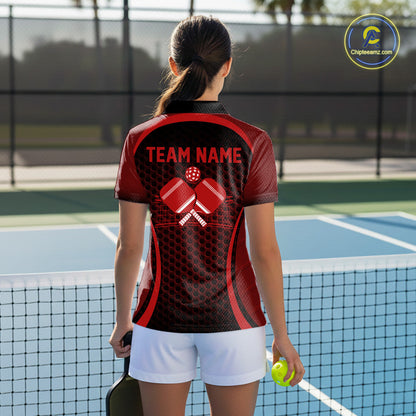Custom Red Pickleball Shirts For Women, Women's Pickleball Outfit Pickleball Team Shirts IPHW10693