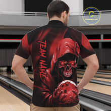 Load image into Gallery viewer, Red Bowling Grim Reaper Custom Men Bowling Quarter-Zip Shirts Skull Bowling Team Jerseys IPHW10696