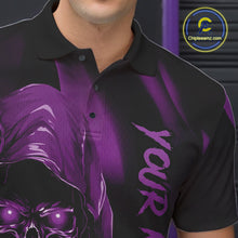 Load image into Gallery viewer, Purple Bowling Grim Reaper Custom Men Bowling Polo Shirts Skull Bowling Team Jerseys IPHW10699