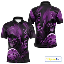 Load image into Gallery viewer, Purple Bowling Grim Reaper Custom Men Bowling Polo Shirts Skull Bowling Team Jerseys IPHW10699