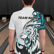 Load image into Gallery viewer, Custom Blue Camo Lion Bowling Team Polo Shirts For Men, Lion Bowling League Shirt IPHW8856