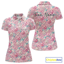 Load image into Gallery viewer, Custom Pastel Blue And Pink Butterfly Bowling Women Polo Shirt, Ladies Outfit IPHW10930