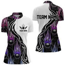 Load image into Gallery viewer, Blue Purple Pink Flame Ball Custom Bowling Women Quarter-Zip Shirts, Bowling League Shirt IPHW8866