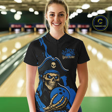 Load image into Gallery viewer, Custom Black And Blue Pirate Bowling Women Shirt, Pirate Bowling Team Jerseys IPHW10710