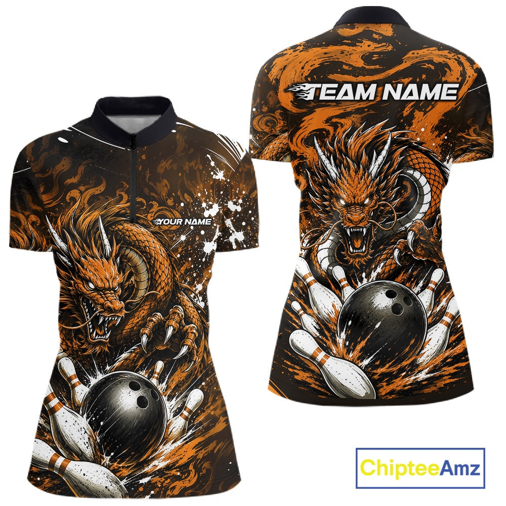 Bowling shirt with dragon design and 'Team Name' text, featuring Chiptee Amz branding.