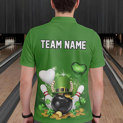 Custom Green St Patrick'S Day Bowling Polo Shirts For Men, Saint Patrick Team Bowling Outfits IPHW8373