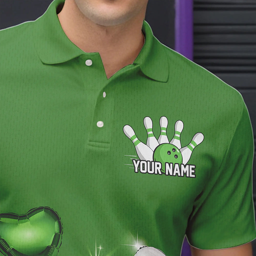 Custom Green St Patrick'S Day Bowling Polo Shirts For Men, Saint Patrick Team Bowling Outfits IPHW8373