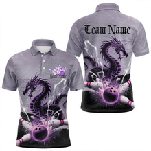 Load image into Gallery viewer, Custom Purple Thunder Lightning Dragon Bowling Polo Shirts For Men, Bowling Team Uniform IPHW8558
