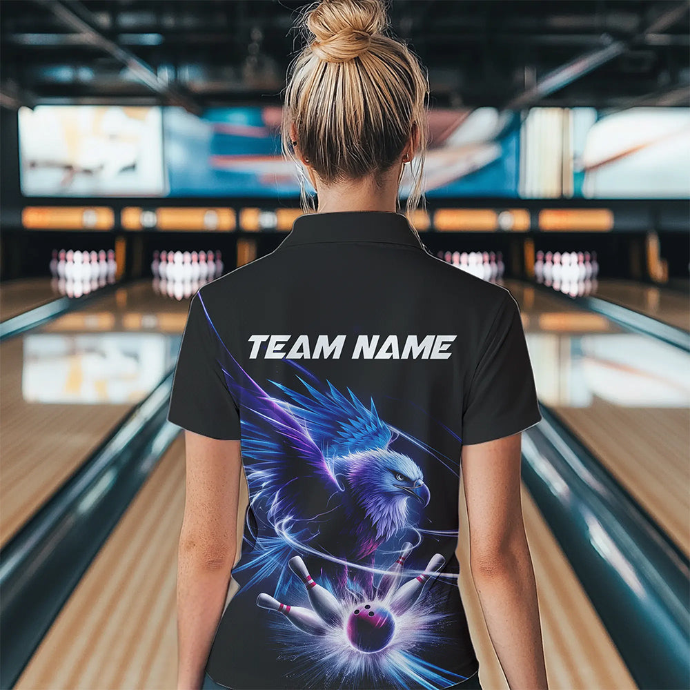 Custom Eagle Bowling Team Polo Shirt For Women, Bowling Tournament Shirt Bowler Outfit IPHW8560