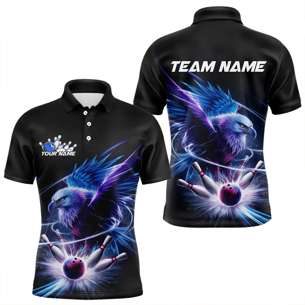 Custom Eagle Bowling Team Polo Shirts For Men, Eagle Bowling Tournament Shirt Bowler Outfit IPHW8560