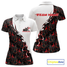 Load image into Gallery viewer, Custom Red Flame Bowling Women Polo Team Shirt, Bowling League Shirt Bowlers Outfit IPHW11268