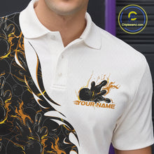 Load image into Gallery viewer, Custom Yellow Flame Bowling Men Polo Team Shirt, Bowling League Shirt Bowlers Outfit IPHW11271