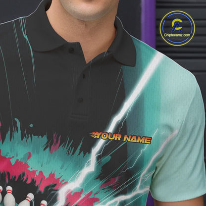 Custom Colorful Tie Dye Bowling Polo Shirts For Men, Rainbow Bowlers Outfit IPHW9117