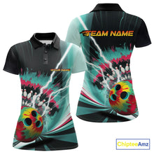 Load image into Gallery viewer, Custom Colorful Tie Dye Bowling Polo Shirts For Women, Rainbow Bowlers Outfit IPHW9117