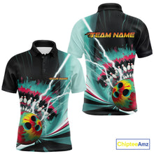 Load image into Gallery viewer, Custom Colorful Tie Dye Bowling Polo Shirts For Men, Rainbow Bowlers Outfit IPHW9117
