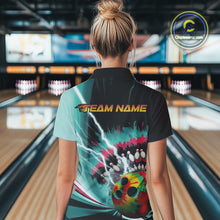 Load image into Gallery viewer, Custom Colorful Tie Dye Bowling Quarter-Zip Shirts For Women, Rainbow Bowlers Outfit IPHW9117