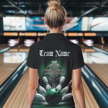 Load image into Gallery viewer, Custom Celtic Cross Faith Bowling Polo Team Shirts For Women, Bowlers Outfits IPHW8574
