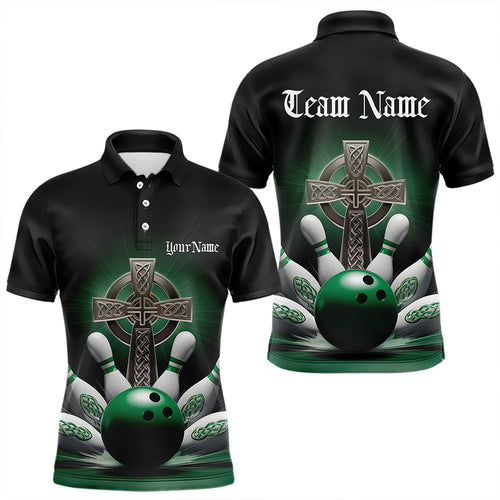 Custom Celtic Cross Faith Bowling Polo Team Shirts For Men, Bowlers Outfits IPHW8574