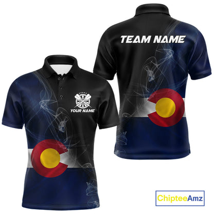 Custom Smoke Flame Colorado Flag Patriotic Darts Shirt For Men, Dart League Team Jerseys IPHW10746