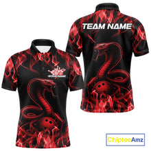 Load image into Gallery viewer, Custom Black And Red Flame Cobra Snake Bowling Men Shirts, Bowling League Shirt IPHW10765