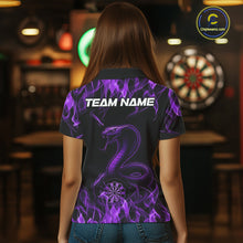 Load image into Gallery viewer, Custom Black And Purple Flame Cobra Snake Dart Women Shirts, Dart League Shirt IPHW10769