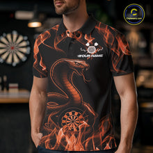 Load image into Gallery viewer, Custom Black And Orange Flame Cobra Snake Dart Men Shirts, Dart League Shirt IPHW10771