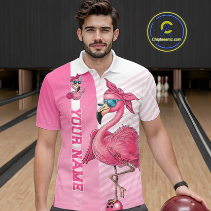 Cute Funny Pink Flamingo Custom Bowling Shirts For Men,  Slay Bowling Team Uniform Outfits IPHW7731
