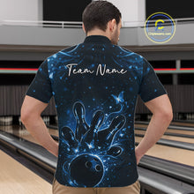 Load image into Gallery viewer, Custom Dreamy Blue Butterfly Men Bowling Quarter-Zip Shirt, Bowling Team Outfit IPHW11018