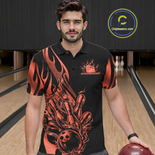 Load image into Gallery viewer, Custom Ember Red Tribal Flame Men Bowling Polo Shirt, Bowling Tournament Shirt IPHW11289