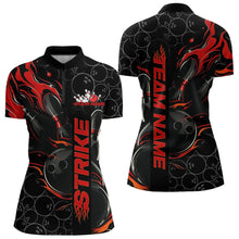 Load image into Gallery viewer, Custom Black And Red Flame Strike Bowling Team Womens Quarter-Zip Shirt, Bowling Jerseys IPHW8610