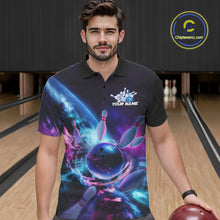 Load image into Gallery viewer, Custom Galaxy Bowling Men Polo Shirts, Holographic Bowling Jersey Bowling League Shirt IPHW9501