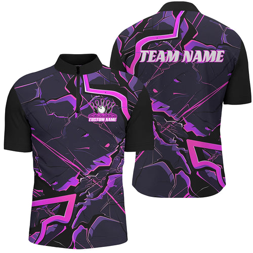 Pink And Purple Custom Bowling Team Shirts For Men And Women, Bowling Tournament Outfits IPHW6470