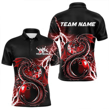 Load image into Gallery viewer, Custom Black And Red Thunder Lightning Dragon Bowling Polo Shirts For Men, Bowlers Outfits IPHW8662
