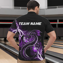 Load image into Gallery viewer, Custom Black And Purple Thunder Lightning Dragon Bowling  Quarter-Zip Shirts For Men, Bowlers Outfit IPHW8664