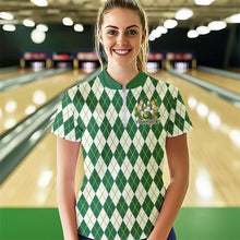 Load image into Gallery viewer, Custom St Patricks Day Argyle Womens Bowling Quarter-Zip Shirts, Paddys Day Team Outfits IPHW8682