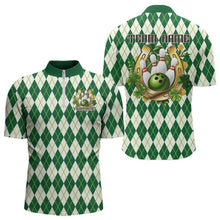 Load image into Gallery viewer, Custom St Patricks Day Argyle Bowling Quarter-Zip Shirts For Men, Saint Paddys Day Team Outfits IPHW8682