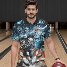 Load image into Gallery viewer, Custom Rock Style Skull Bowling Polo Shirts For Men, Funny Skeleton Bowlers Outfit IPHW8934